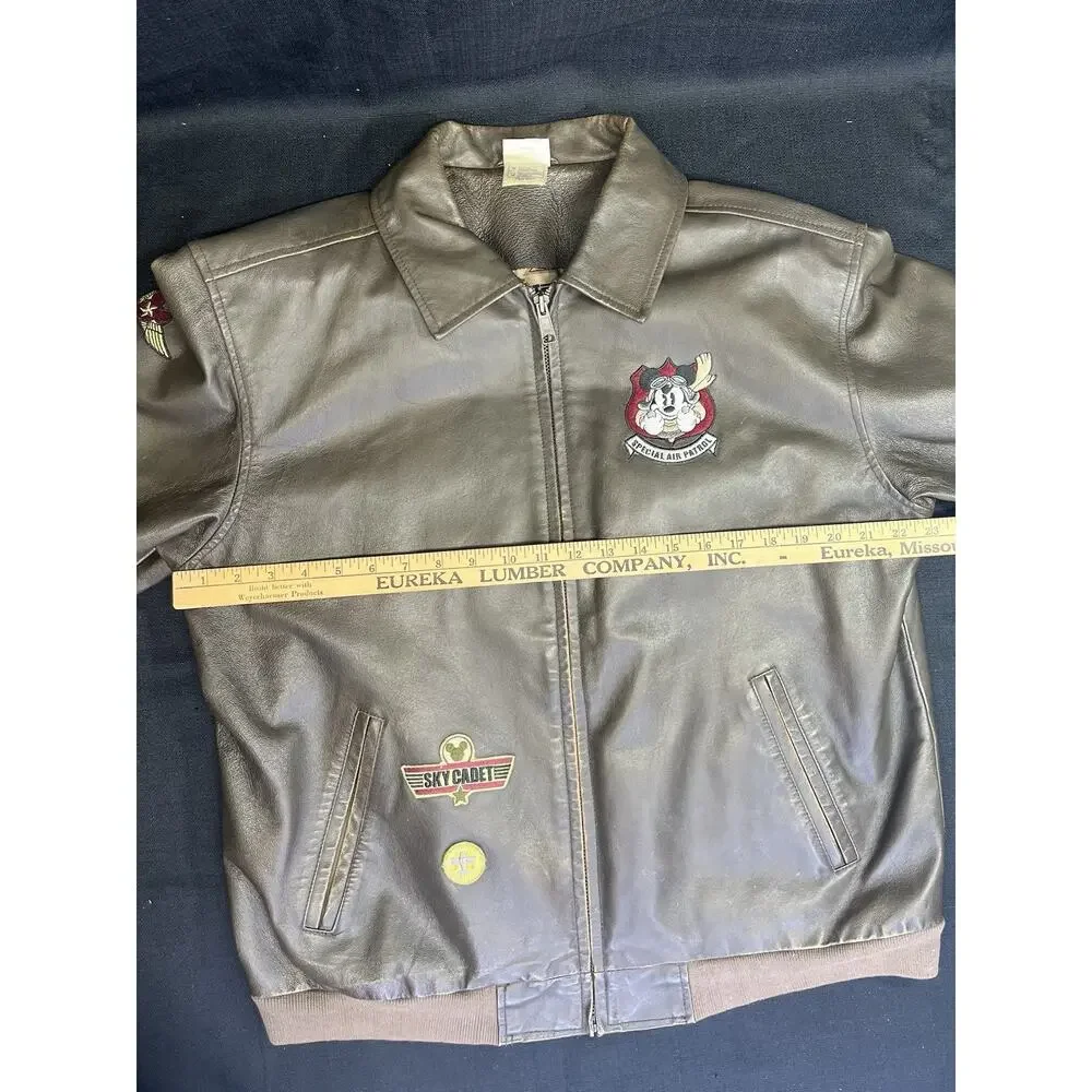 Disney Store Special Air Patrol MICKEY MOUSE Pilot Leather Bomber Jacket Medium